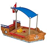 KidKraft Piratenschiff Sandkasten aus Holz mit Abdeckung, Sandkasten mit Dach,...