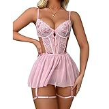 RPAEOY Dessous Sexy Damen Negligee Dessous Kleid Strapsen Dessous Set Nachtkleid...