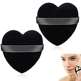 2xPuderquasten, schwarze herzförmige Puderquasten, weiche Make-up-Veloursquaste für...