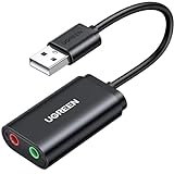 UGREEN Externe USB Soundkarte Klinke USB Adapter für Computer, PS5, PS4, USB Audio Stereo...