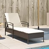 Somanki Sonnenliege mit Auflage Braun 63x200x81 cm Poly Rattan, Gartenliege, Liegestuhl,...