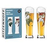 RITZENHOFF 6021002 Weizenbierglas 646 ml 2er Set - Serie Brauchzeit - Motiv Vögel,...