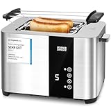 LEBENLANG Edelstahl Toaster mit Brötchenaufsatz 2 Scheiben - Touchscreen LED...