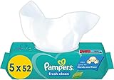 Pampers Fresh Clean Baby Feuchttücher, 260 Tücher (5 x 52) milder Duft, auch...