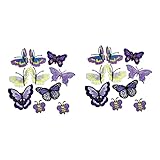 SHINEOFI 2 Sätze Schmetterling gestickter Aufnäher Cartoon-Aufkleber Handstickzubehör...