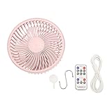 Camping Light, Camp Fan ABS Material Dichtes Gitter mit 2 Haken für die Reise (Rosa)