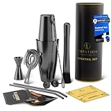 EMPATION Cocktail Shaker Schwarz, 9-teiliges Cocktail Set mit 825ml Boston...