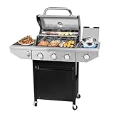 Unovivy 3-Brenner Propangas BBQ Grill mit Seitenbrenner & porzellanemaillierten...