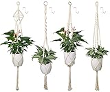 Luxbon 4er Set Makramee Blumenampel Baumwollseil Hängeampel Blumentopf Pflanzen...