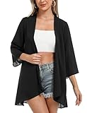 Irevial Damen Chiffon Kimono Cardigan 3/4 Arm Bikini Cover Up Leichte Strand Offene Front...