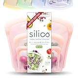 Silics® Wiederverwendbare Gefrierbeutel (3er-Set) Peach - Silikonbeutel für...