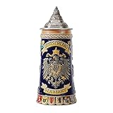 Amoy-Art Bierkrug mit Deckel Steinkrug Bierseidel Deutsch Reichadler Beer Stein Keramik...