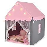 COSTWAY Kinderspielhaus mit Sternenlichter, Prinzessin Prinzess Kinderzelt mit...