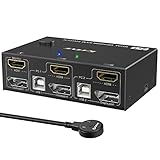 DP HDMI KVM Switch 2 Computer 2 Monitore, Displayport USB KVM Umschalter für...