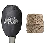 Windhager Winter-Deko-Set | Vlieshaube Hirsch-Motiv 1,4 x 2 m & Jute-Schnur 4 mm x 50 m