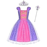 ACWOO Mädchen Prinzessin Kostüm, Rapunzel Lang Kleid Party Cosplay Verkleidung Festlich...