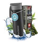 Bachgold® Profi Outdoor Wasserfilter Flasche [650ml] mit 1500L Filterkapazität I...