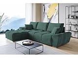 ML Furniture Velvet Ecksofa in L-Form – Grün Sofa – Couch mit Stauraum und Kissen -...