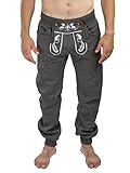 Herren Trachten Jogging Lederhose lang - Jogginghose Bestickt - Trachtenhose -...