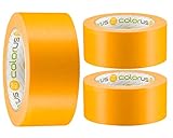 Colorus 3 x Profi Maler-Goldband Soft Tape | Maler Abklebeband 50 mm x 50 m UV beständig...