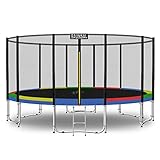 Baunsal® Trampolin Outdoor Ø 427 cm (EXD) bunt Komplettset Sprungmatte mit Schutzrand...