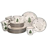 MamboCat Weihnachtsbaum 18tlg Kaffeeservice I Steingut-Kaffeeset für 6 Personen mit...