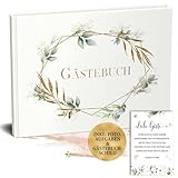 Gästebuch Hochzeit, A4 quer mit 80 blanko Seiten, Hochzeitsgästebuch Vintage,...