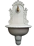 Graf von Gerlitzen Bassena Weiß Alu Wandbrunnen Wand Brunnen Blumenampel Zapfstelle Antik...