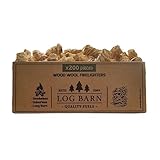 Log Barn Natürliche Anzündwolle - 200 Stück, Öko Anzünder Holzwolle für Holzöfen,...