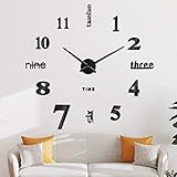 SOLEDI 3D Wanduhr Groß XXL zum Kleben - DIY Mute Modern Uhr Wandtattoo für...