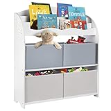 ONVAYA® Kinder-Bücherregal Finn Weiß | Kinderregal mit Boxen | Aufbewahrung von...