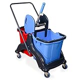 Hypafol Putzwagen Reinigungswagen | 2x25l Eimer mit Trennwand | Kunststoff Wischeimer mit...