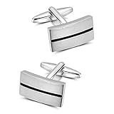 Mr.Van Manschettenknöpfe Herren, Klassisch Schwarz Streifen Cufflinks für Festival...