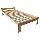 Holzbett Einzelbett 90x200 Bett Natur Massive Füße Einzelbett Bettgestell mit...