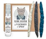 Katzenminze Spray + 3 handgerollte Filzwürmchen aus Schurwolle. Von Hand und...