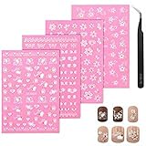 CGBE Nagelsticker Selbstklebend 4 Blatt, 5D Nail Art Sticker