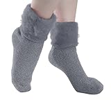 BOTCAM Modische, mehrfarbige, einfarbige, bequeme Socken für Damen, Winter-Fleece-warme...