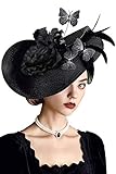 BABEYOND Feder Fascinators Hut Damen Elegant Samt Blumen Fascinator Haarreif...