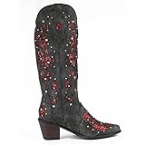 Mkjuuior Spitze Zehestickerei Chunky Heels Stiefel Für Damen Cowboy Walking Lässige...