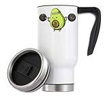 Thermo-Kaffeetasse mit niedlicher Avocado-Fittness Squat, 480 ml, Weiß