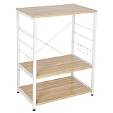 WOLTU Küchenregal Standregal Mikrowellenhalter Bäcker Regal Metallregal aus Holz und...