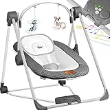 KIDIZ® Babywippe Babyschaukel mit 5 Geschwindigkeitseinstellungen zusammenklappbarer Baby...