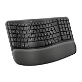 Logitech Wave Keys kabellose ergonomische Tastatur, gepolsterte Handballenauflage,...