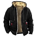 Herren Pufferjacke mit Kapuze Winter – Fleece-Jacke mit Kapuze für Herren –...