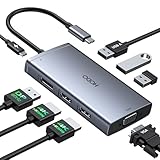 USB C Docking Station Dual Monitor 2 HDMI, 8 in 1 Laptop Dockingstation with Dual HDMI,...