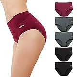 anqier Unterhosen Damen, 5er Pack Stretch Baumwolle Hohe Taille Slips Damen Atmungsaktiv...