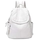 Dawafit LäSsige Schul Tasche für Damen Aus Weichem Leder Rucksack Aus Gewaschenem Leder...