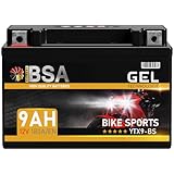 BSA YTX9-BS GEL Motorradbatterie 12V 9Ah 180A/EN Batterie doppelte Lebensdauer...