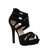 stiefelparadies Damen Pumps Plateausandaletten Stilettos Cut-Outs Schuhe...