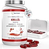 Krillöl 140 Softgelkapseln 1040 mg | Hochdosiert 400 mg Phospholipide / 50 mg Cholin |...